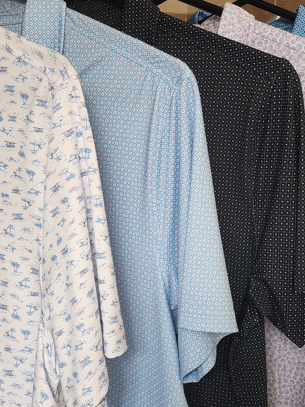 Lot Of 7 Member's Mark Men's Geometric-Print Short Sleeve Shirts